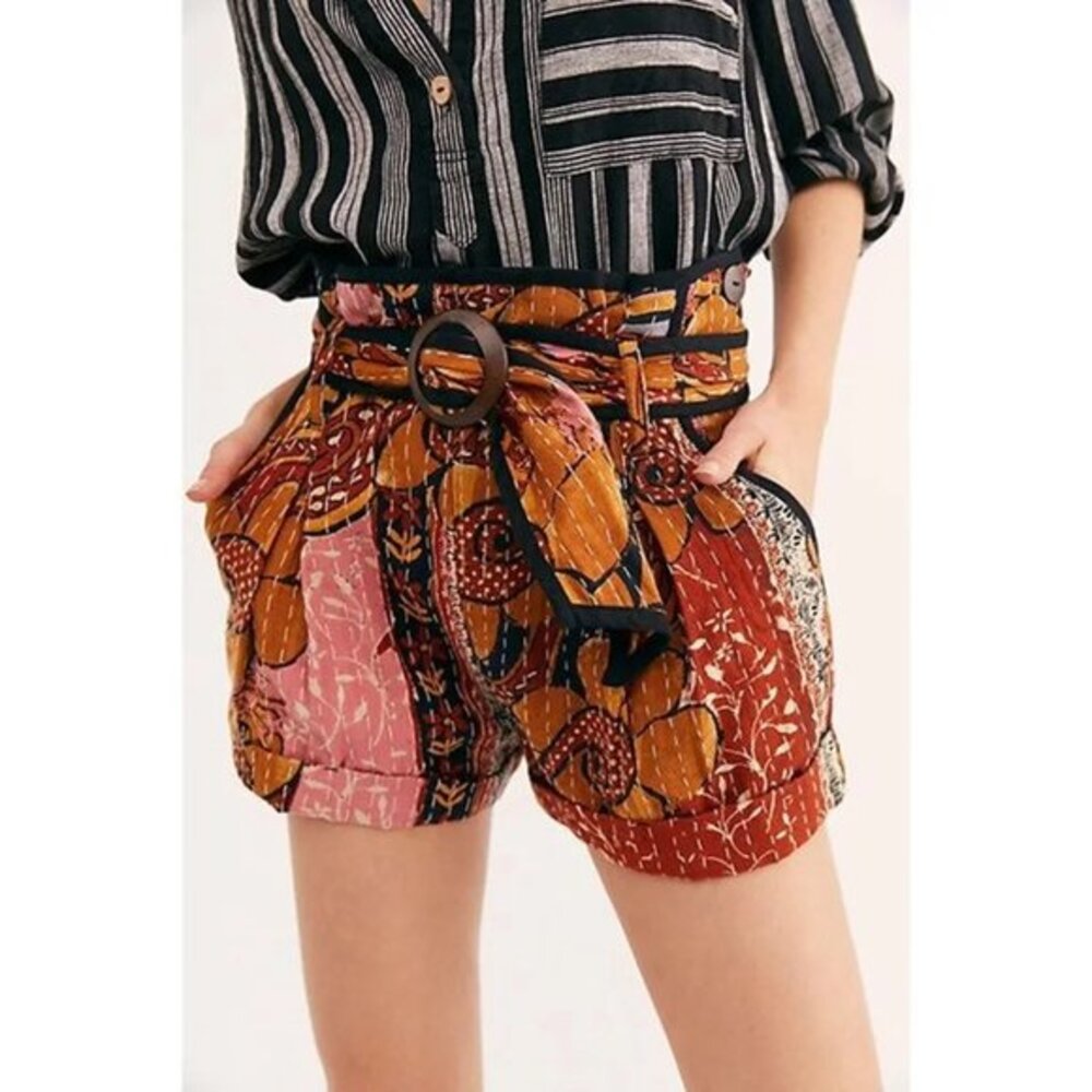 Free People Dusty Trails Stitched Print Shorts